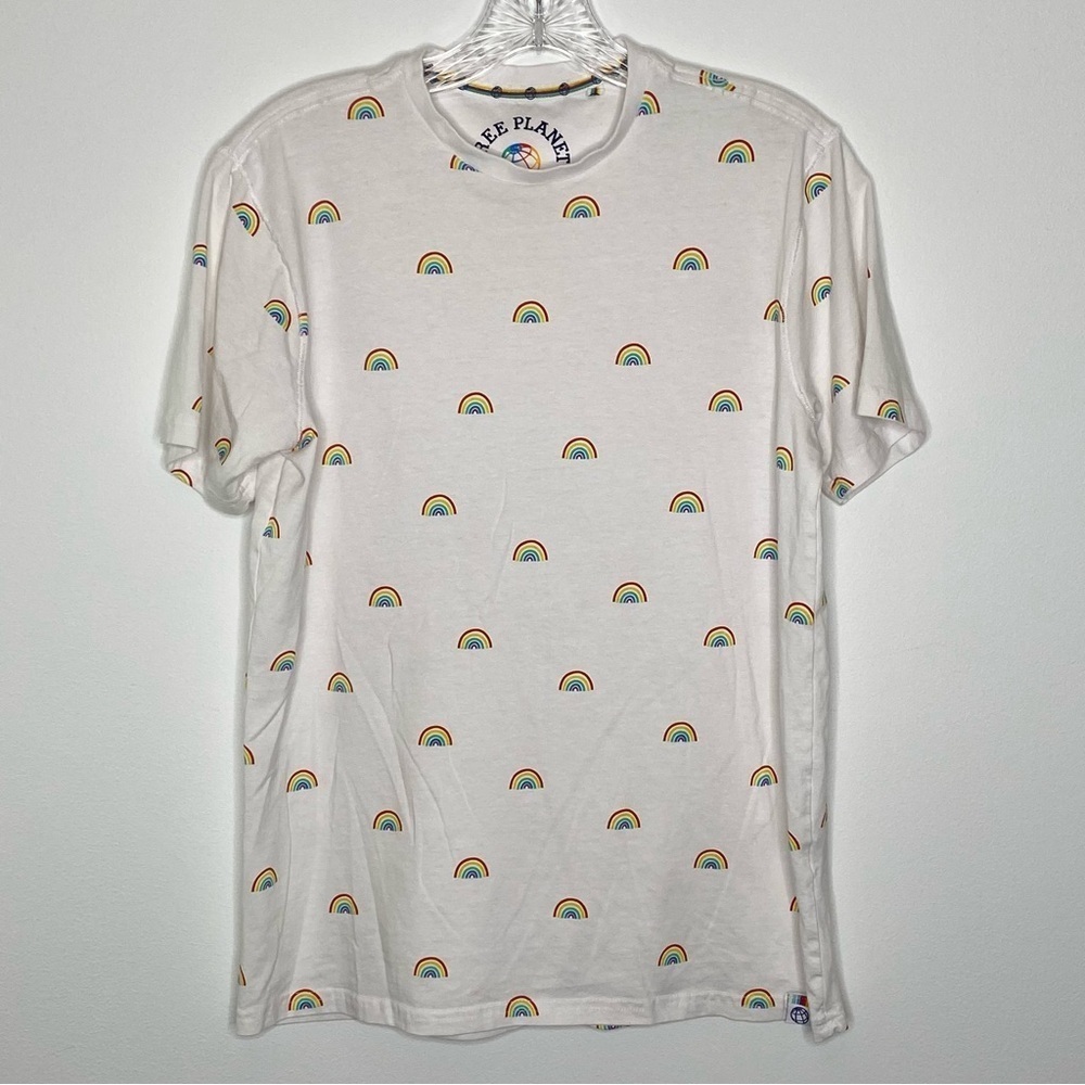 Free Planet Rainbow Print Crew Neck T-Shirt
